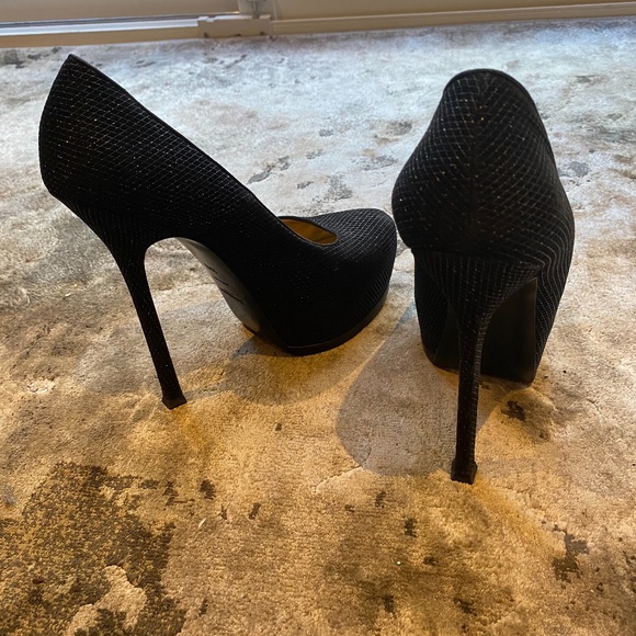 Yves Saint Laurent Tribute Two Sparkly Black Heels - Picture 1 of 7